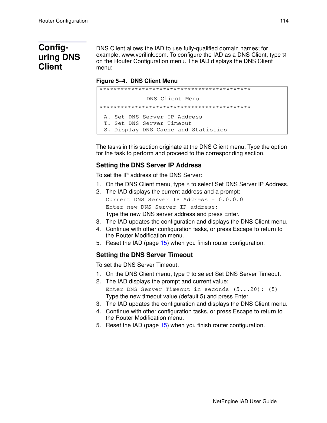 Polycom 7000, 6000 manual Config- uring DNS Client, Setting the DNS Server IP Address, Setting the DNS Server Timeout 