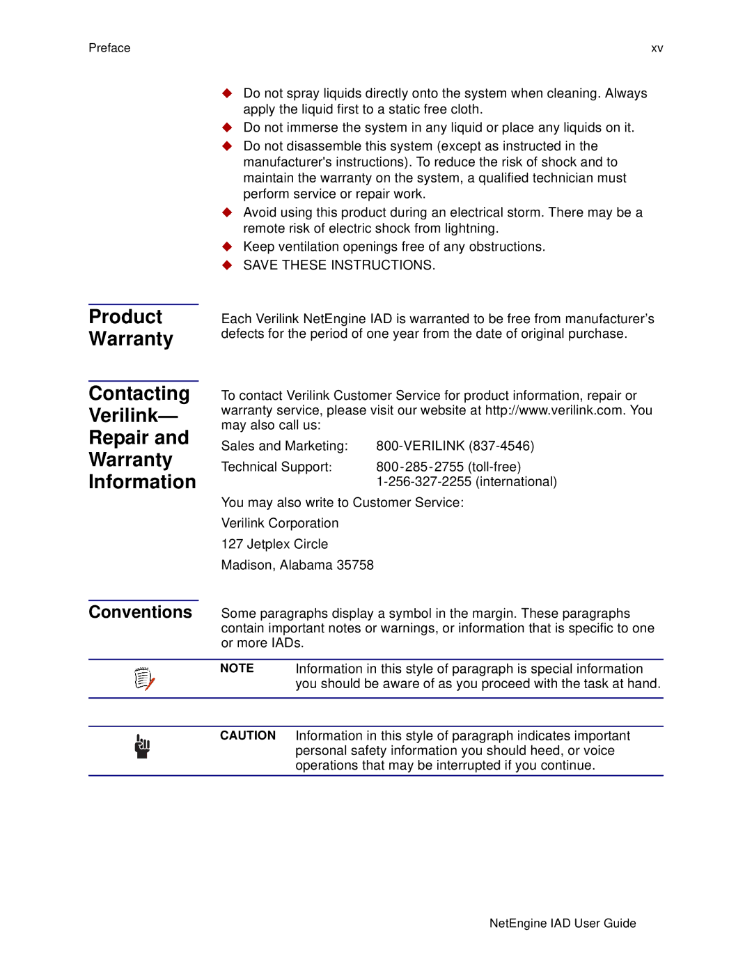 Polycom 6000, 7000 manual Product Warranty Contacting Verilink Repair Information, Conventions 