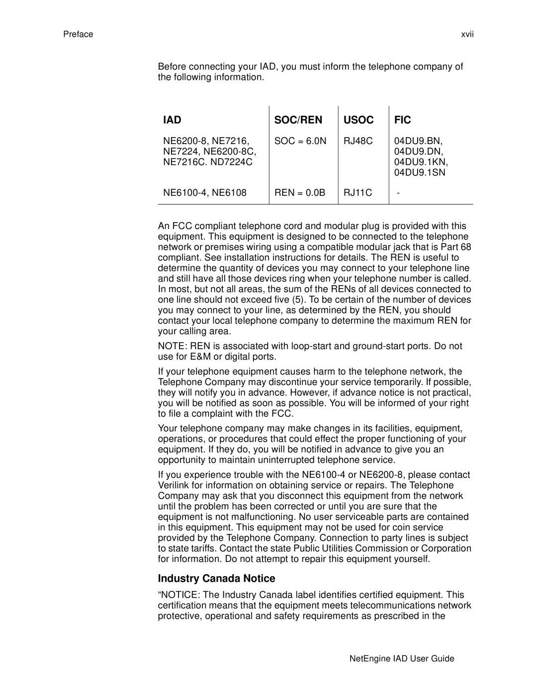 Polycom 6000, 7000 manual Industry Canada Notice, SOC = 6.0N REN = 0.0B 