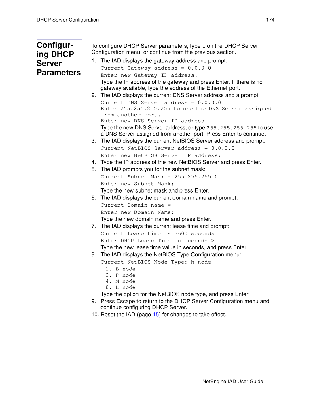 Polycom 7000, 6000 manual Configur- ing Dhcp Server Parameters 