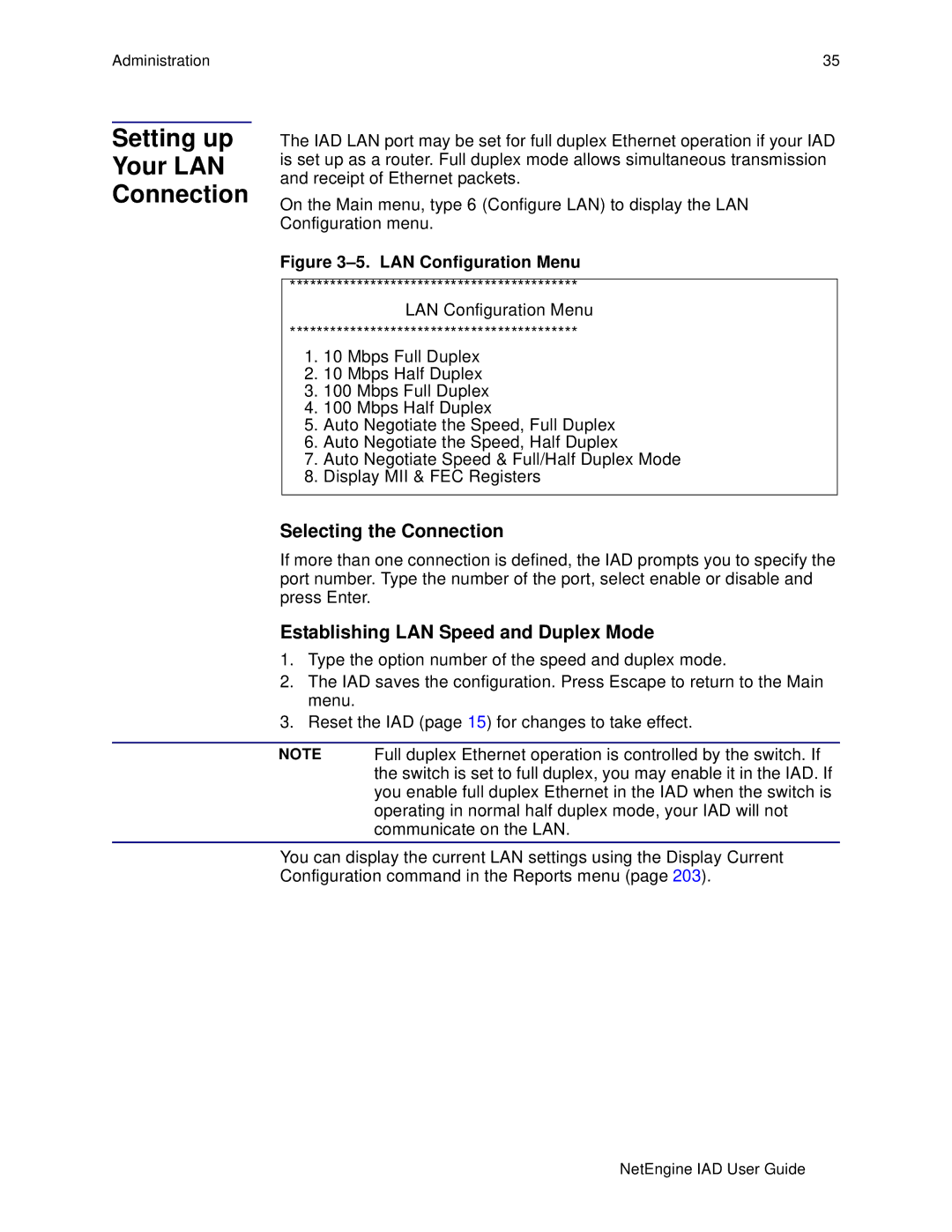 Polycom 6000, 7000 manual Setting up Your LAN Connection, Selecting the Connection, Establishing LAN Speed and Duplex Mode 