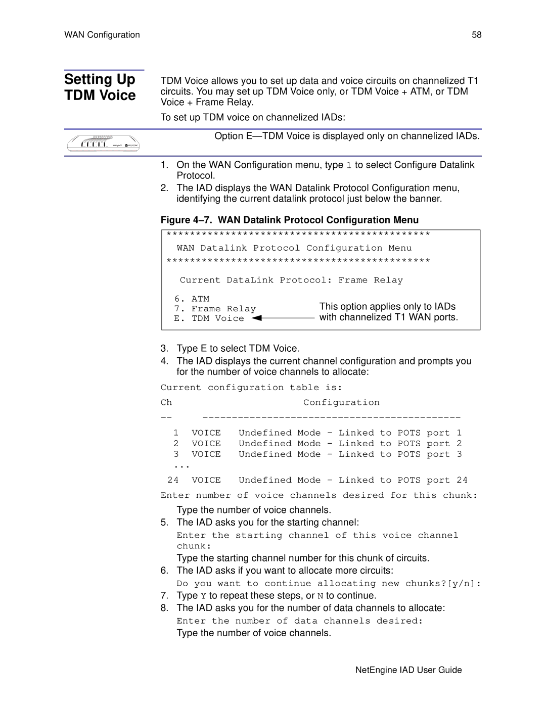 Polycom 7000, 6000 manual This option applies only to IADs, Type the number of voice channels 