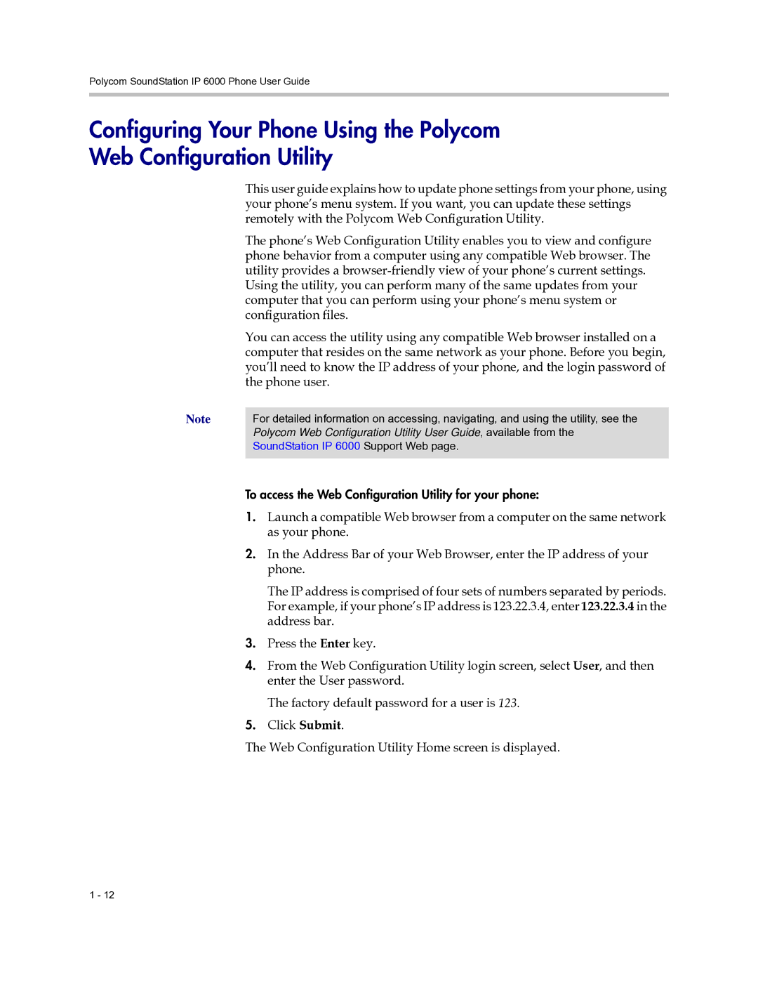 Polycom 6000 manual Remotely with the Polycom Web Configuration Utility, Configuration files, Phone user 