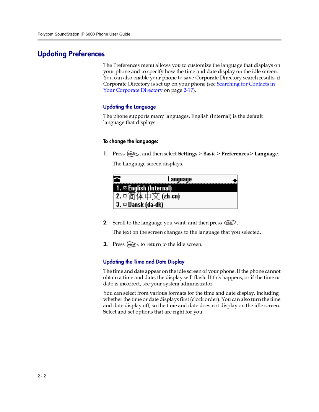 Polycom 6000 manual Updating Preferences 