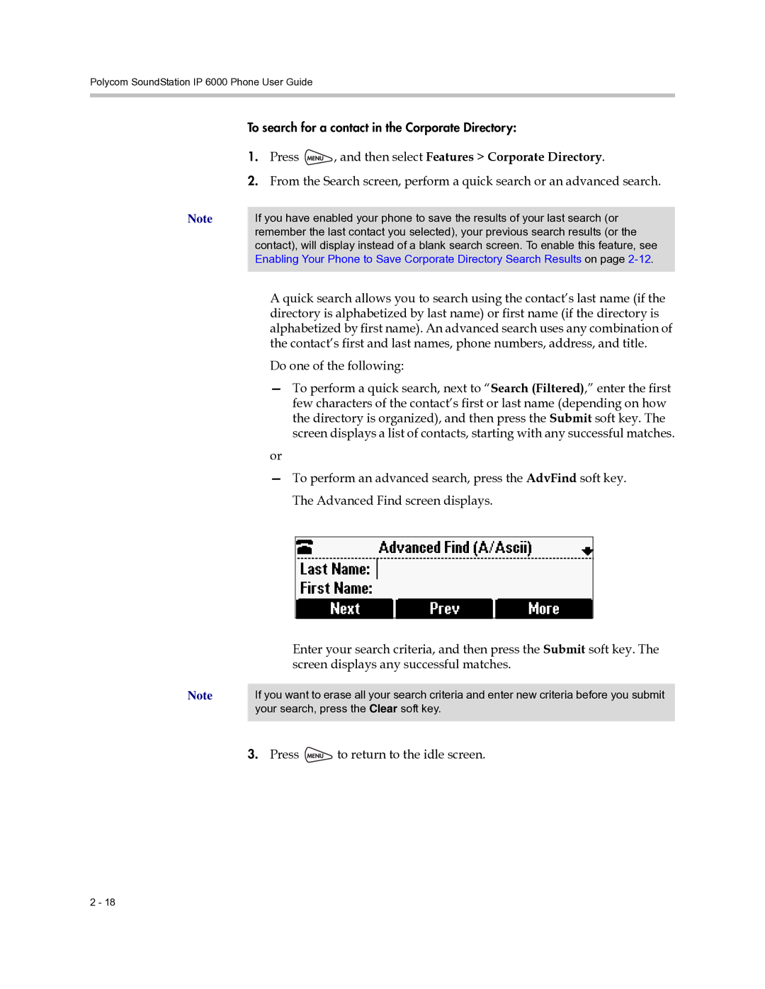 Polycom 6000 manual To search for a contact in the Corporate Directory 