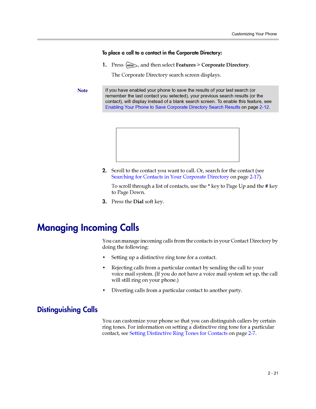 Polycom 6000 manual Managing Incoming Calls, Distinguishing Calls 