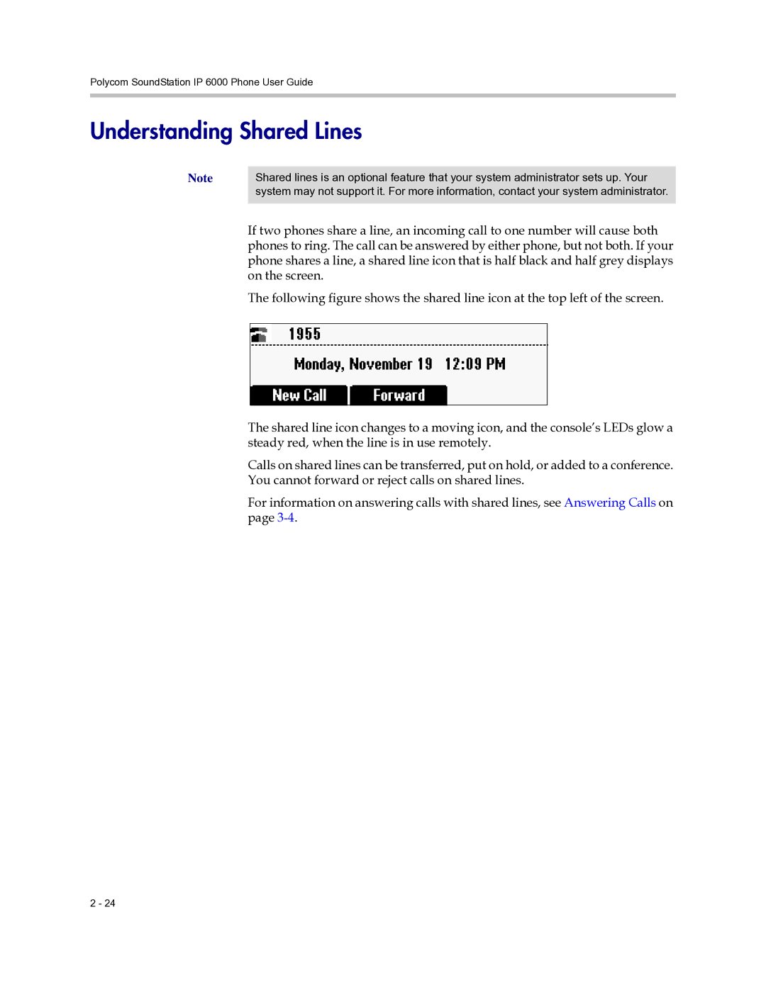 Polycom 6000 manual Understanding Shared Lines 