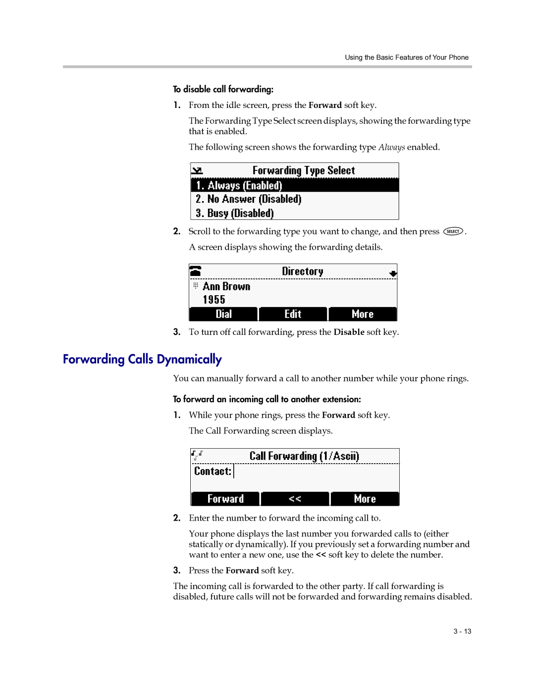 Polycom 6000 manual Forwarding Calls Dynamically 