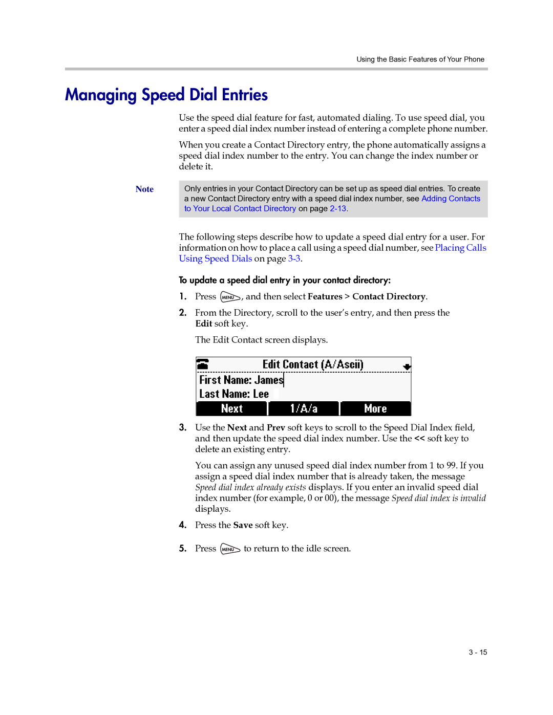 Polycom 6000 manual Managing Speed Dial Entries, Edit soft key, Delete an existing entry 