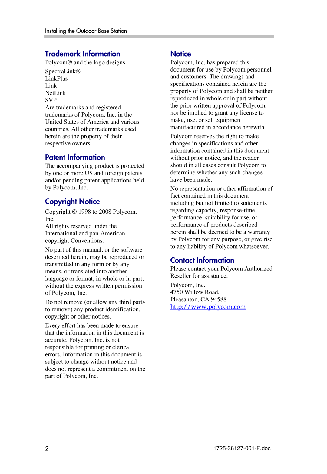 Polycom 6000 manual Trademark Information 