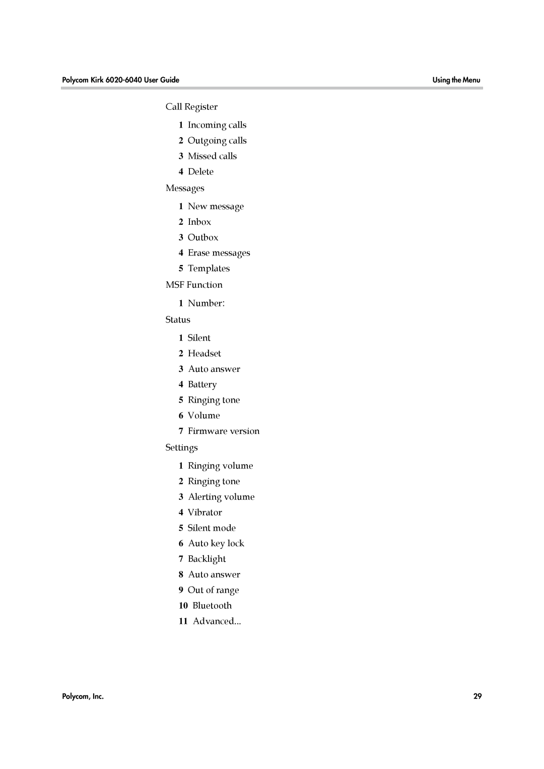 Polycom manual Polycom Kirk 6020-6040 User Guide 