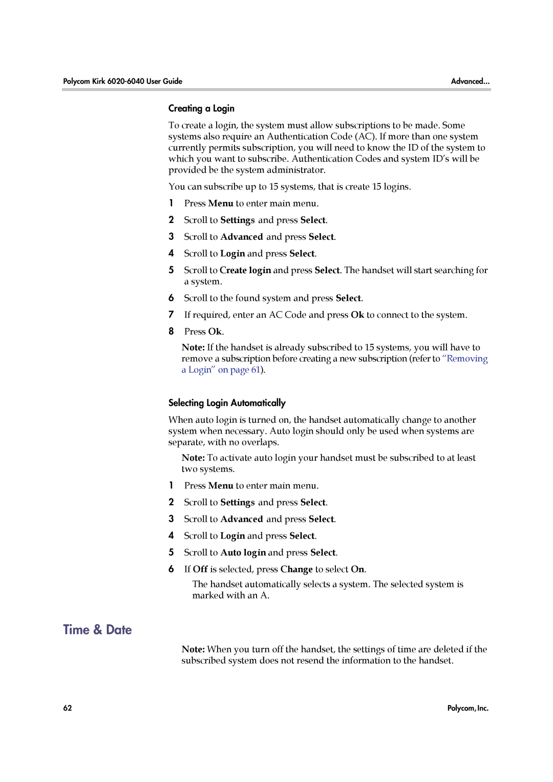 Polycom 6040 manual Time & Date 