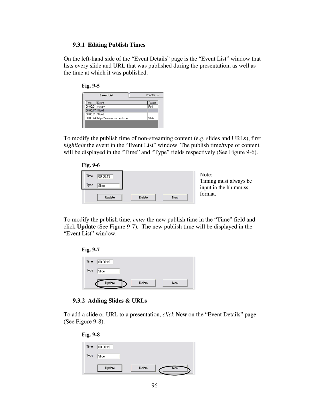 Polycom 6.1 user manual Editing Publish Times, Adding Slides & URLs 