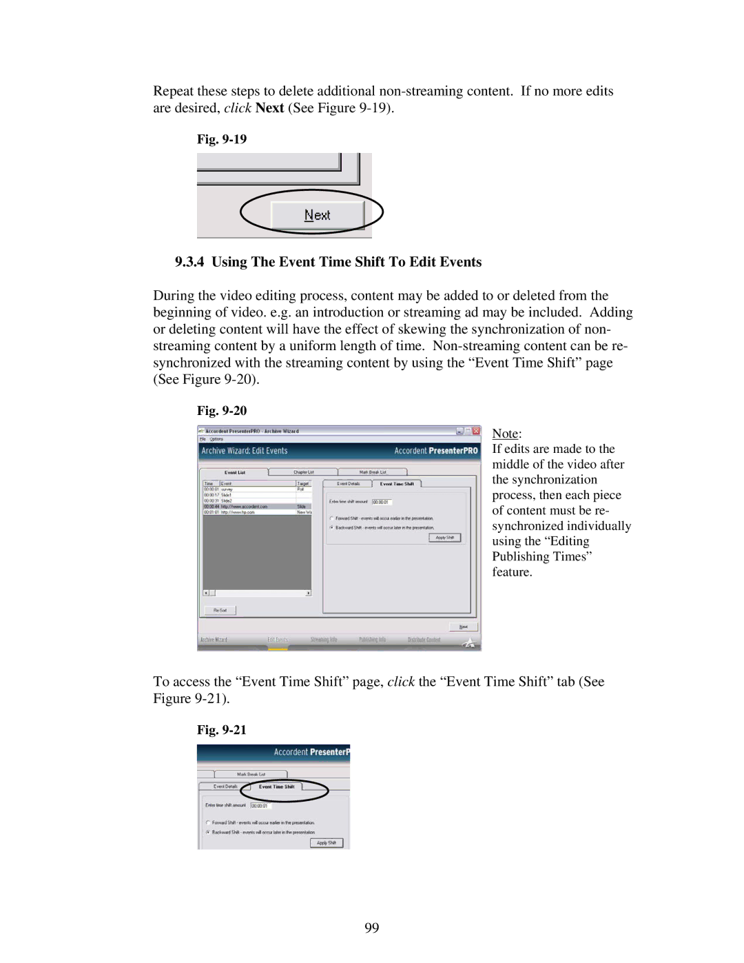 Polycom 6.1 user manual Using The Event Time Shift To Edit Events 