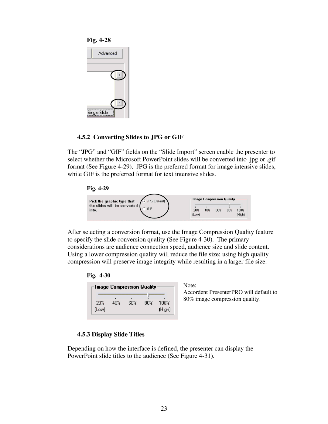 Polycom 6.1 user manual Converting Slides to JPG or GIF, Display Slide Titles 