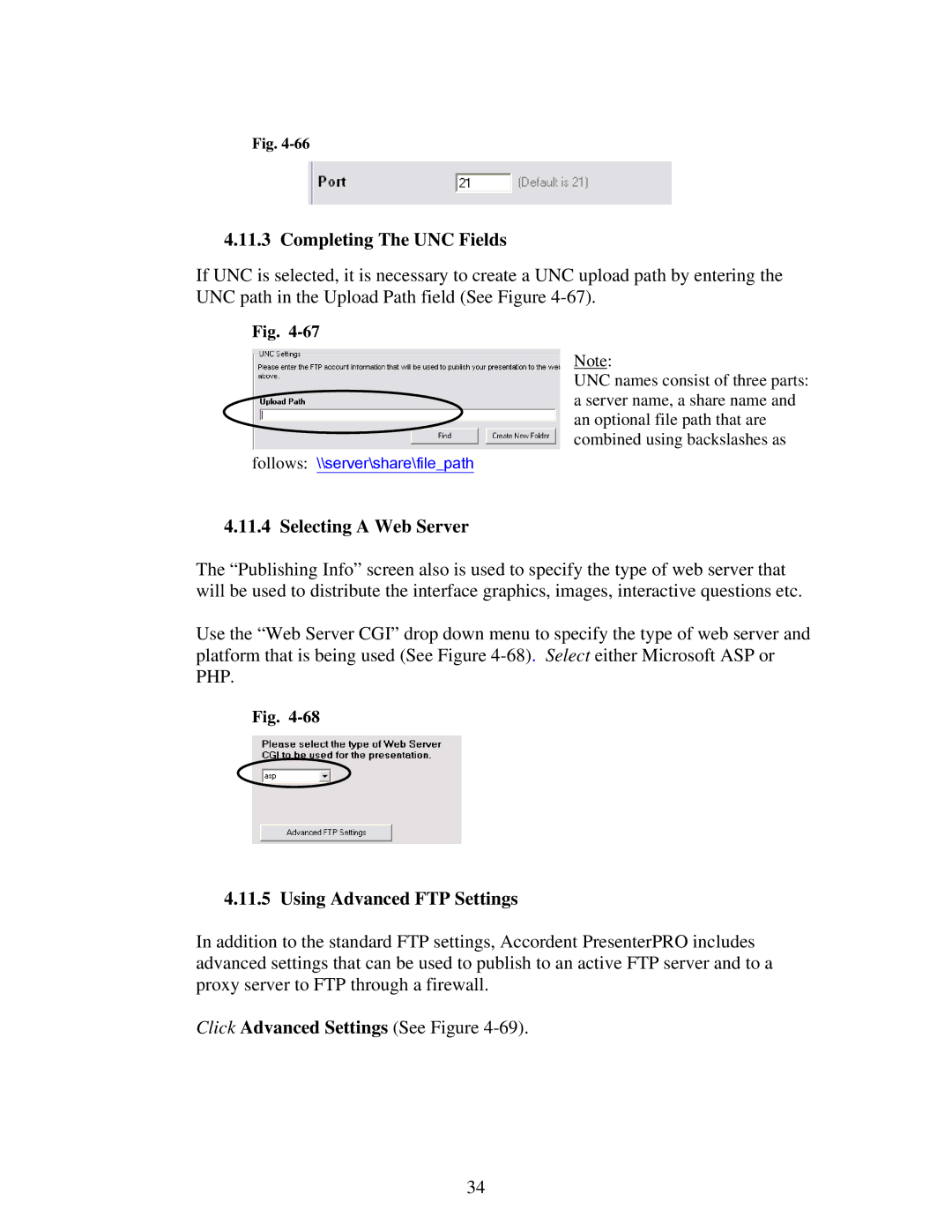 Polycom 6.1 user manual Completing The UNC Fields, Selecting a Web Server, Using Advanced FTP Settings 