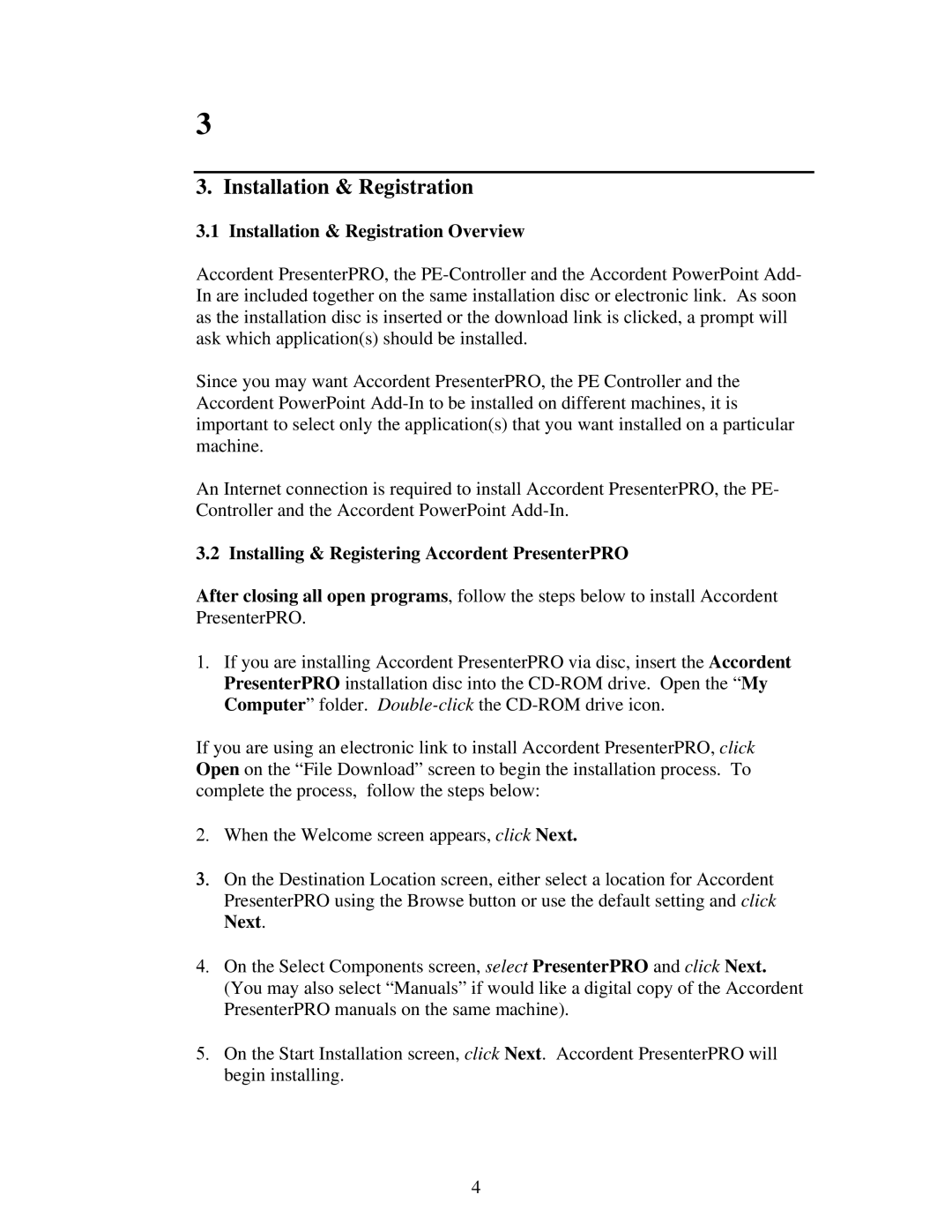 Polycom 6.1 user manual Installation & Registration Overview, Installing & Registering Accordent PresenterPRO 