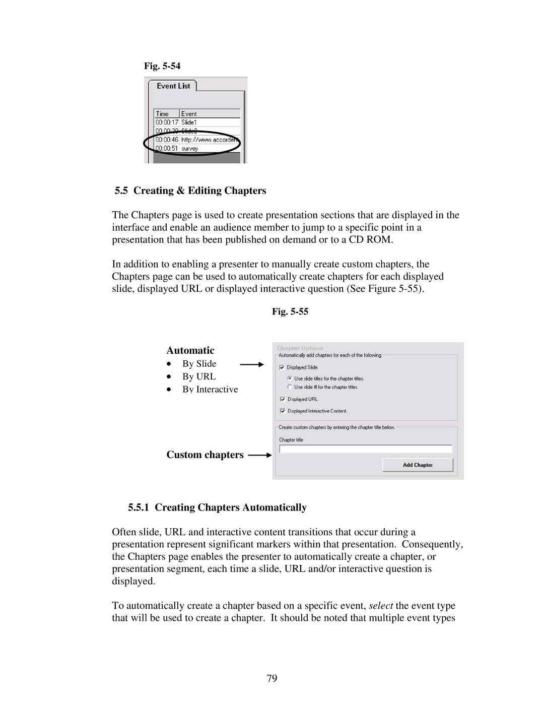 Polycom 6.1 user manual Creating & Editing Chapters, Custom chapters Creating Chapters Automatically 