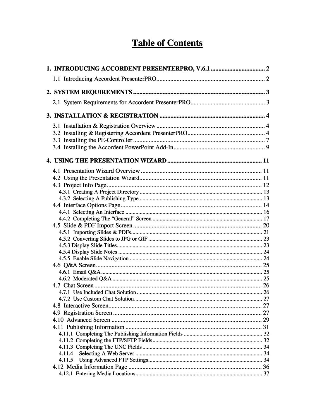 Polycom 6.1 user manual Introducing Accordent Presenterpro, Table of Contents 