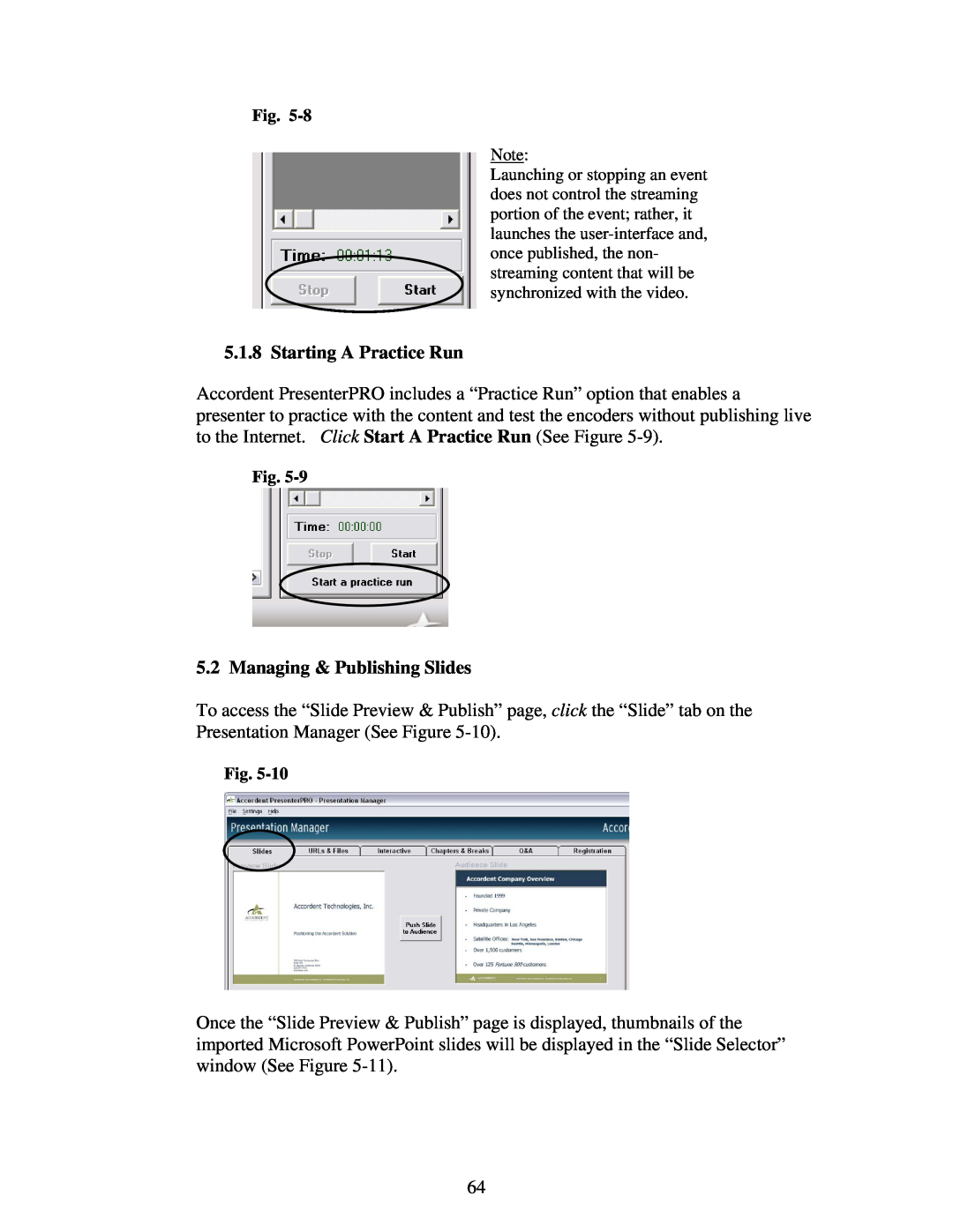 Polycom 6.1 user manual Starting A Practice Run, Managing & Publishing Slides 