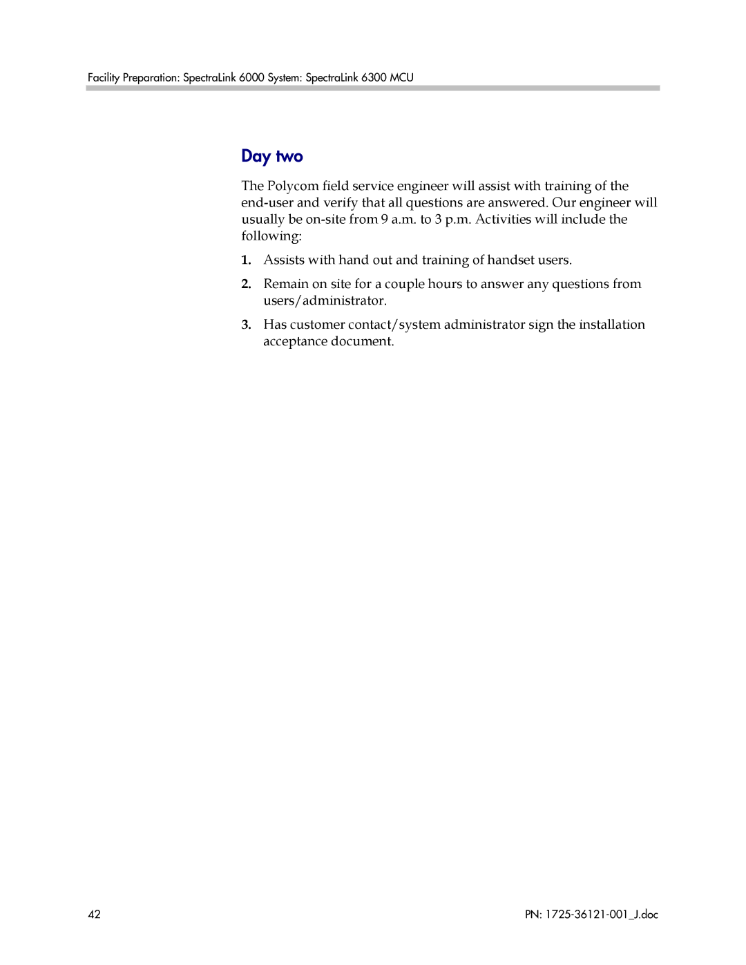 Polycom 6300 MCU manual Day two 