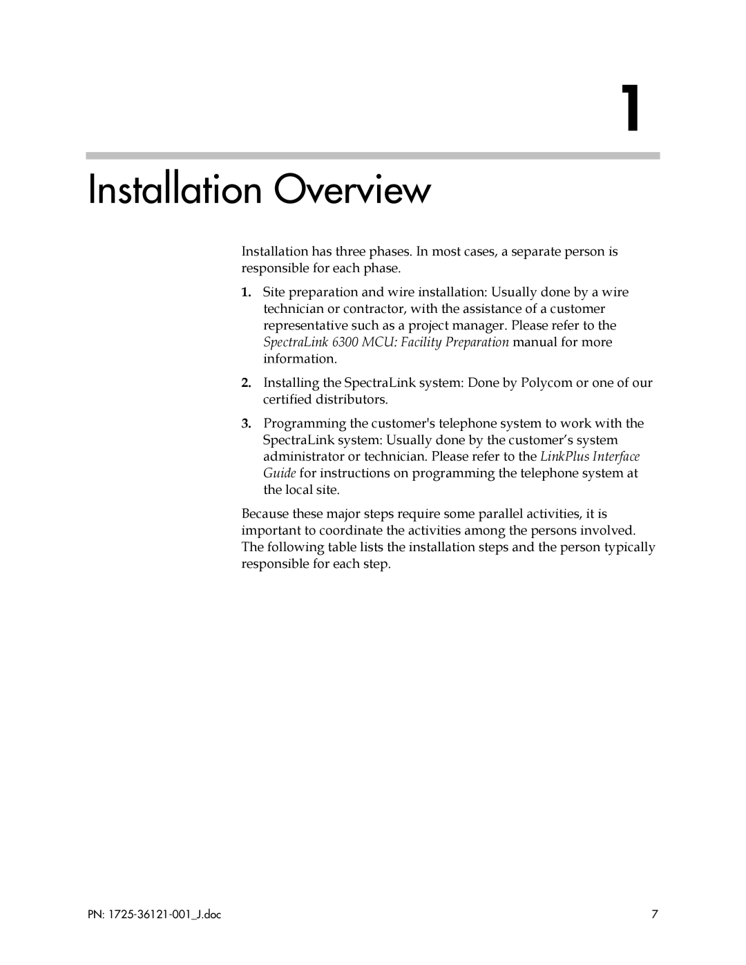 Polycom 6300 MCU manual Installation Overview 