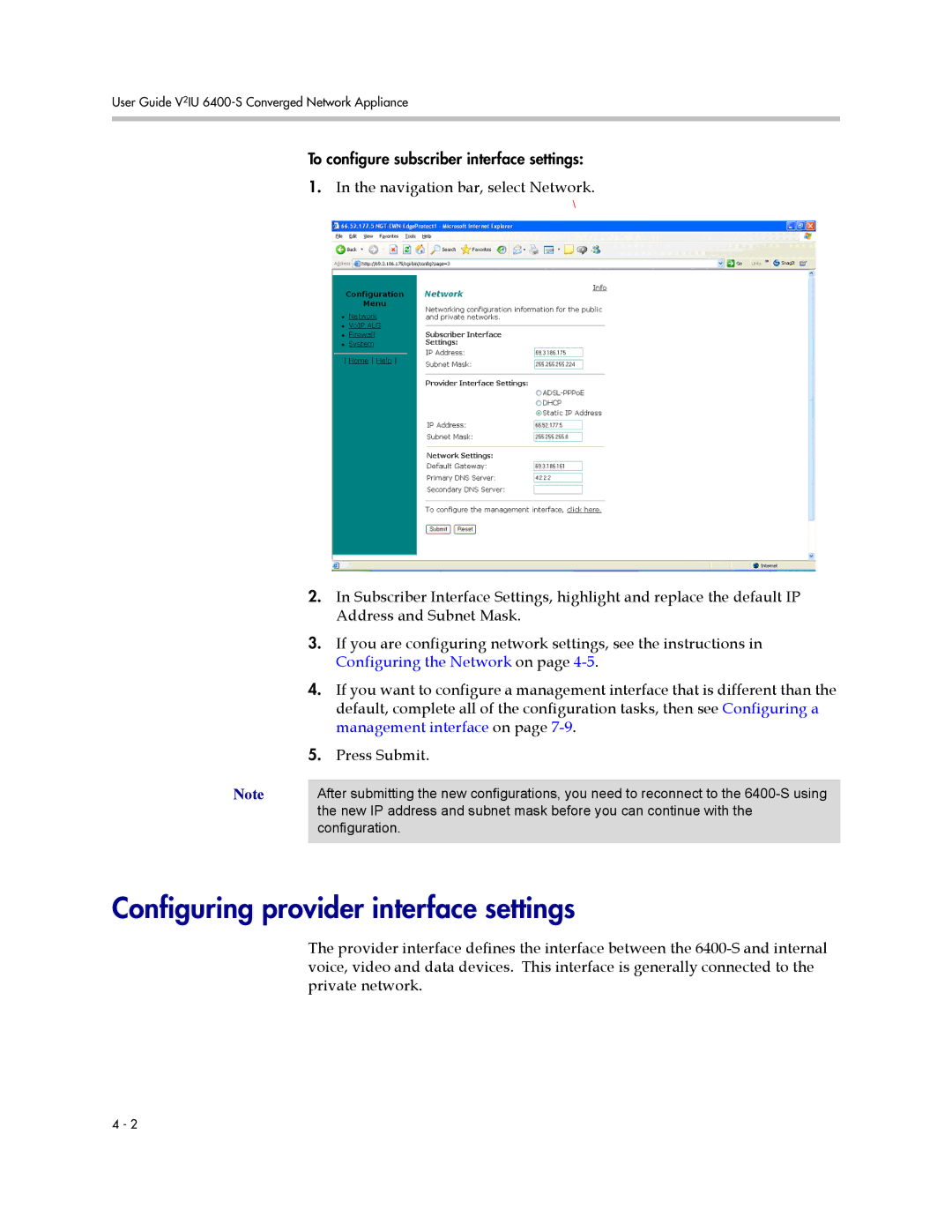 Polycom 6400-S manual Configuring provider interface settings 