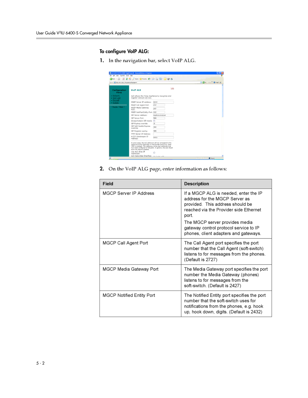 Polycom 6400-S manual To configure VoIP ALG 