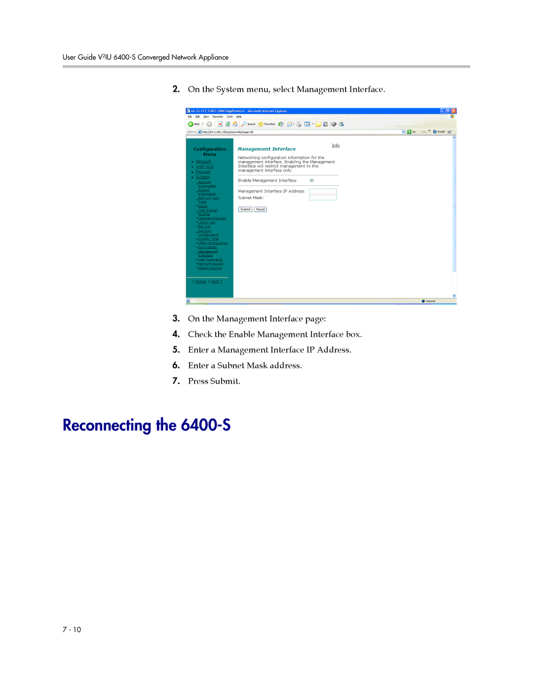 Polycom manual Reconnecting the 6400-S 