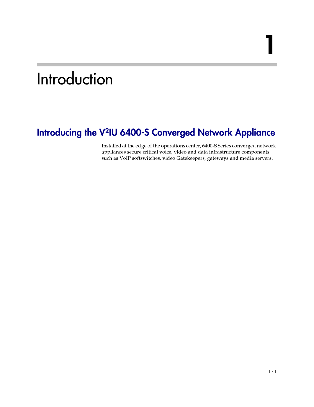 Polycom manual Introduction, Introducing the V2IU 6400-S Converged Network Appliance 