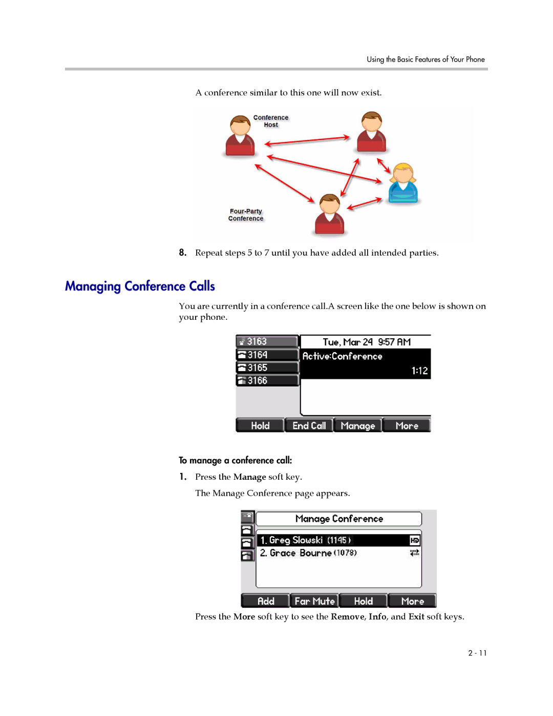 Polycom IP 650 manual Managing Conference Calls 