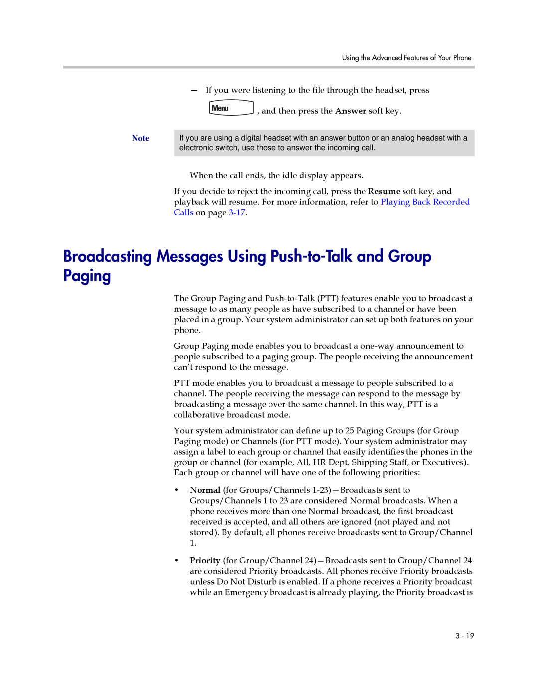 Polycom IP 650 manual Broadcasting Messages Using Push-to-Talk and Group Paging 