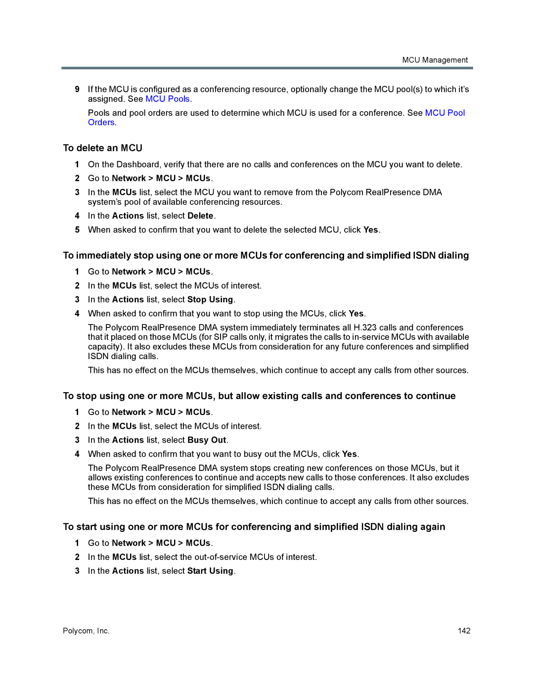 Polycom 7000 manual To delete an MCU 