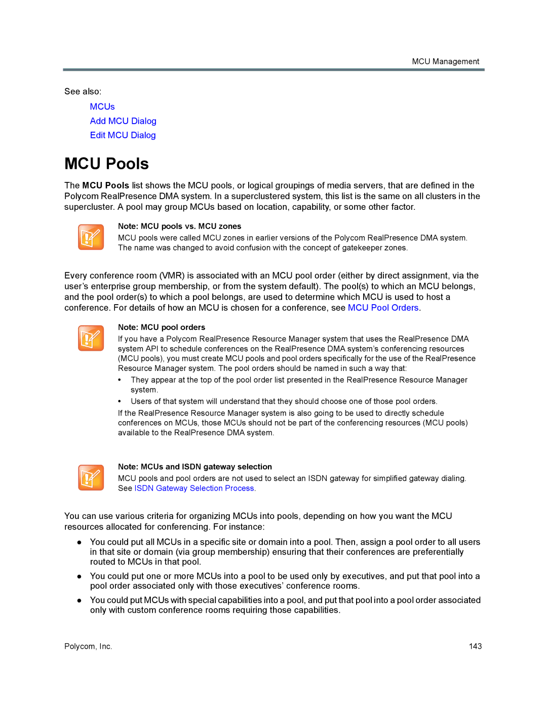 Polycom 7000 manual MCU Pools 