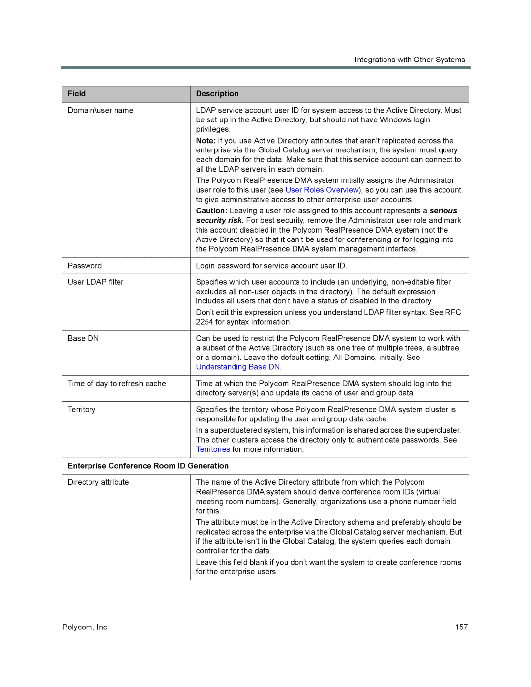 Polycom 7000 manual Understanding Base DN, Enterprise Conference Room ID Generation 