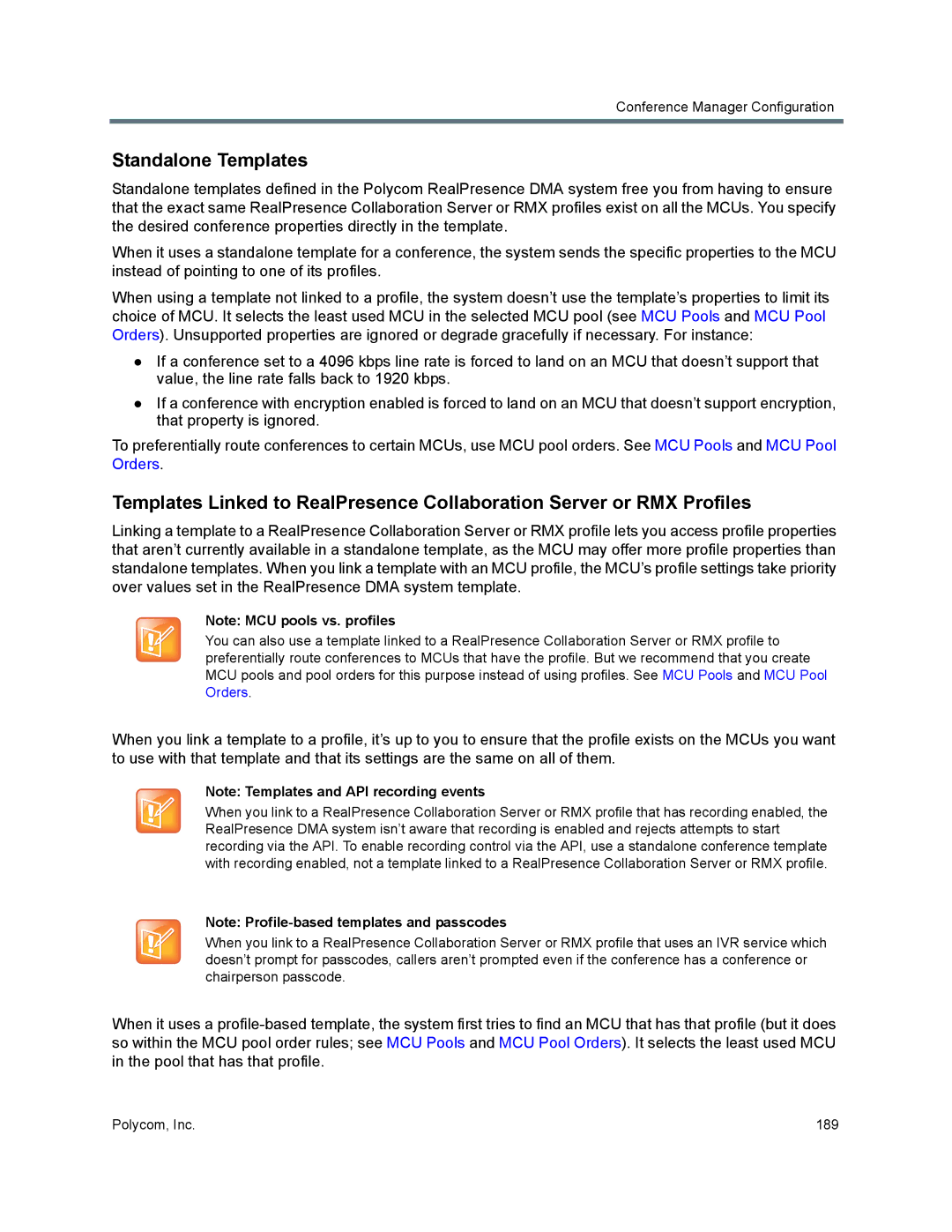 Polycom 7000 manual Standalone Templates 