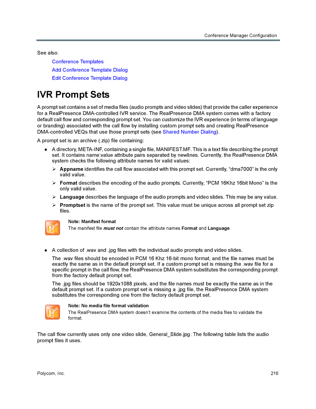 Polycom 7000 manual IVR Prompt Sets 