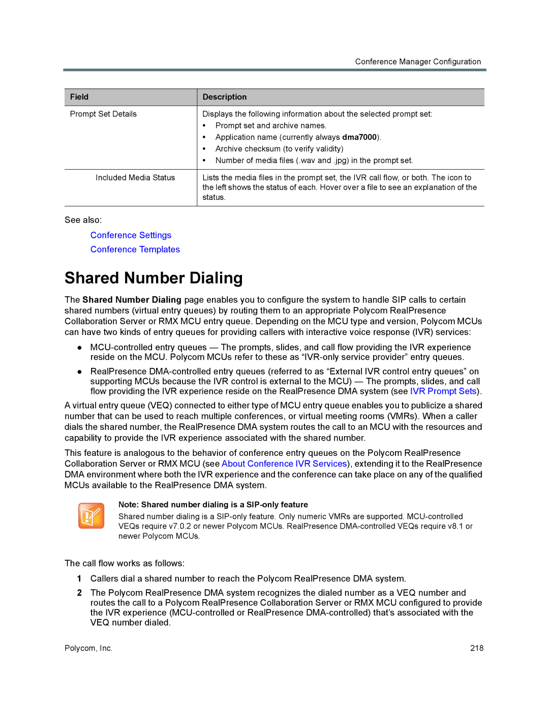 Polycom 7000 manual Shared Number Dialing 