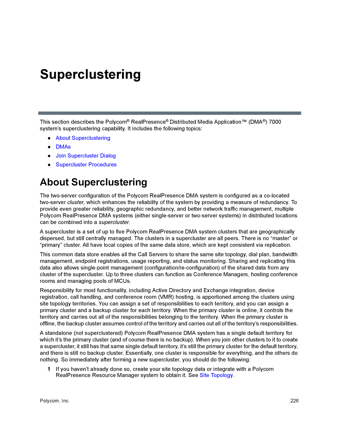 Polycom 7000 manual About Superclustering 