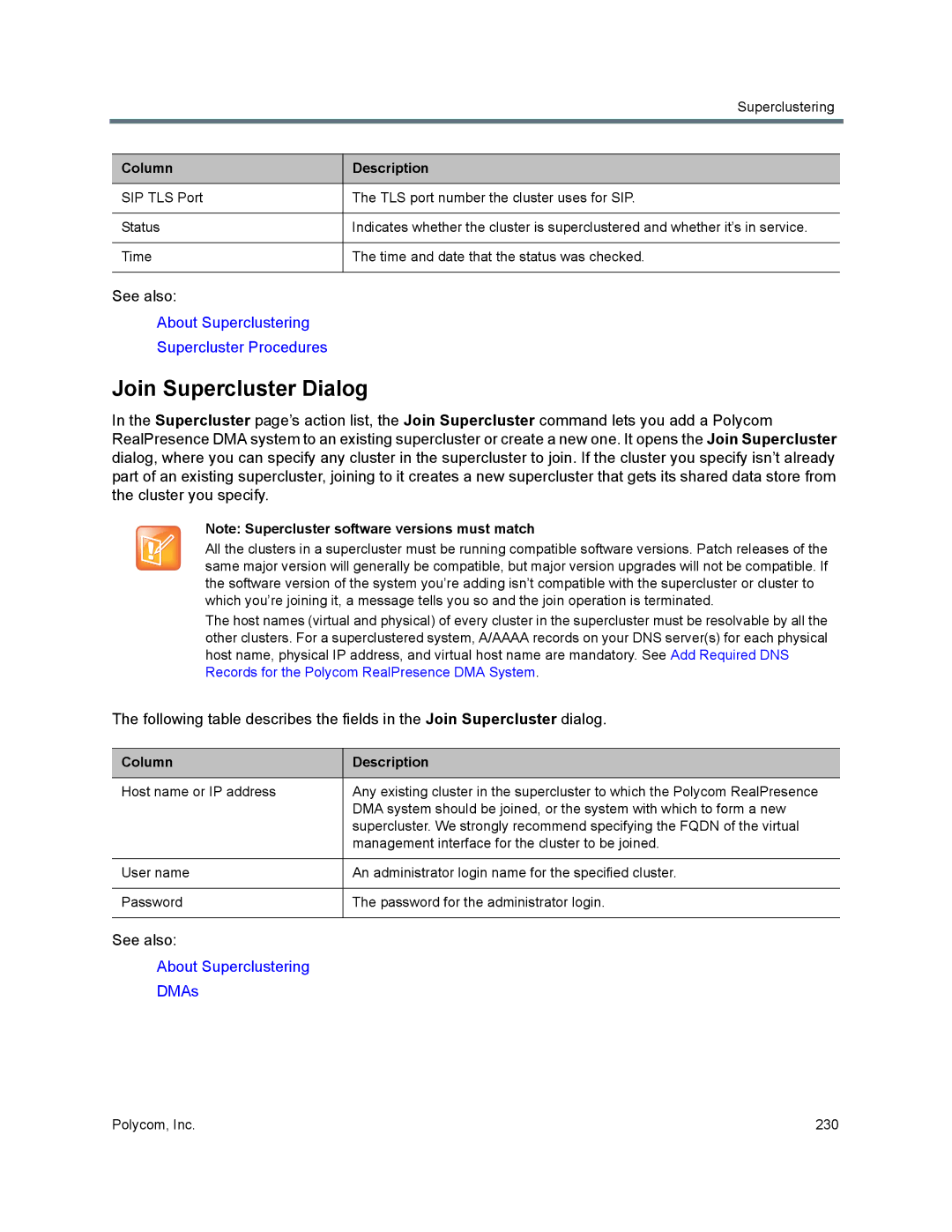 Polycom 7000 manual Join Supercluster Dialog 