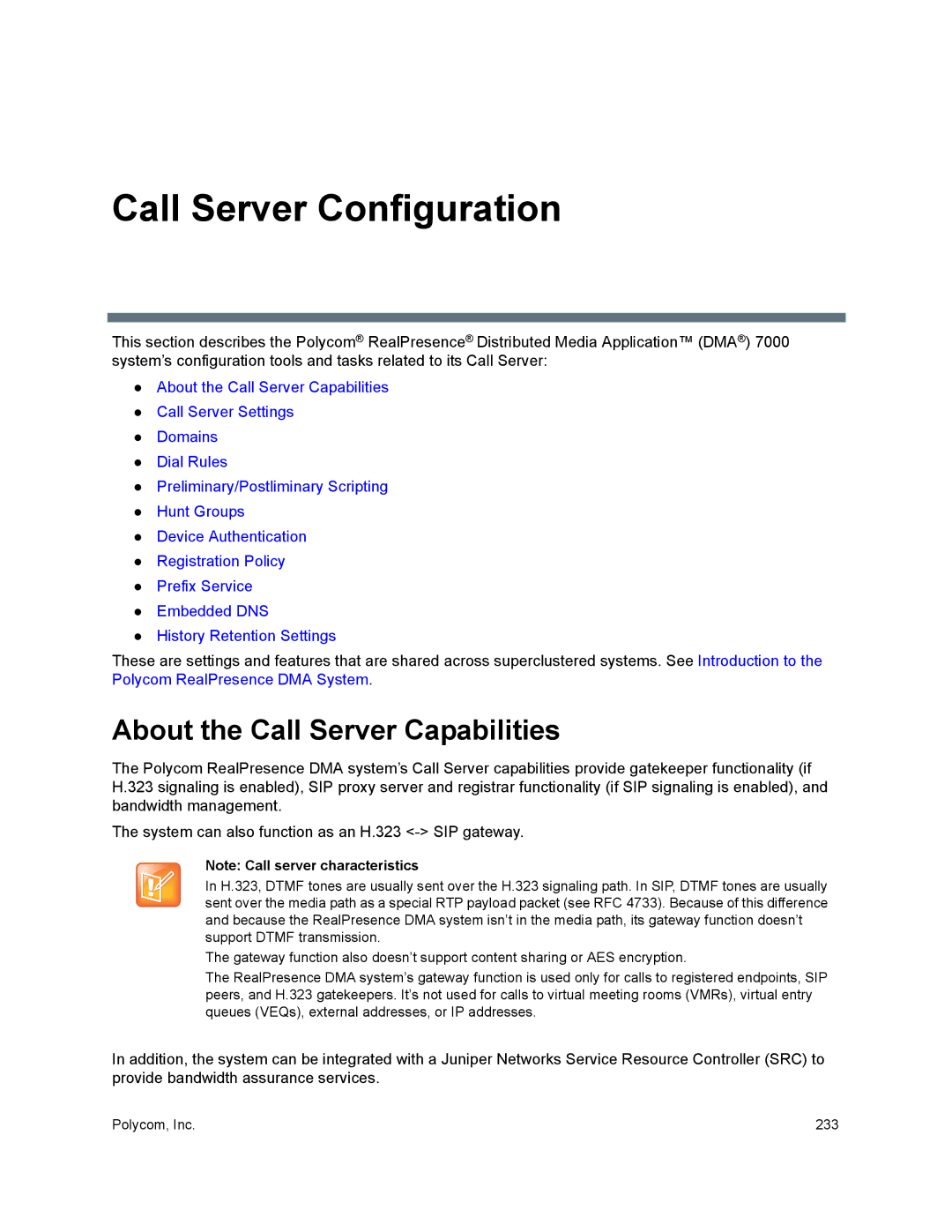 Polycom 7000 manual Call Server Configuration, About the Call Server Capabilities 