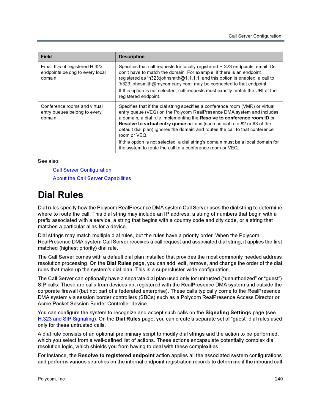 Polycom 7000 manual Dial Rules 