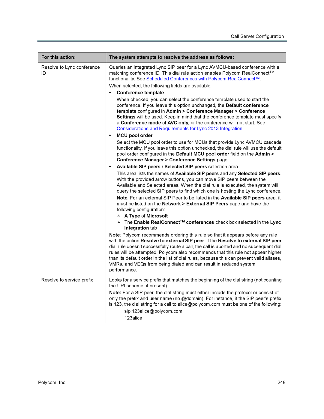 Polycom 7000 manual Conference template, Template configured in Admin Conference Manager Conference, MCU pool order 