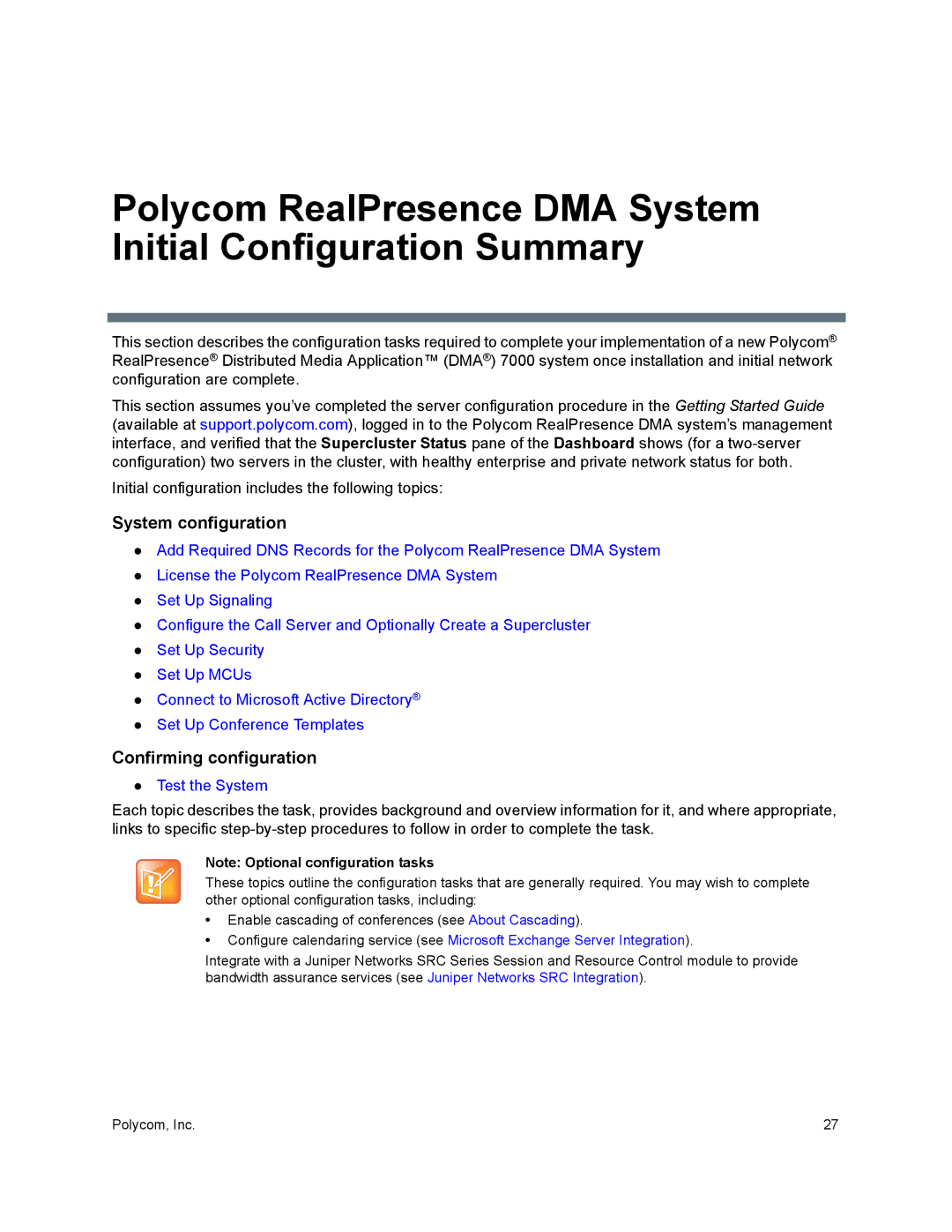 Polycom 7000 manual System configuration, Confirming configuration 