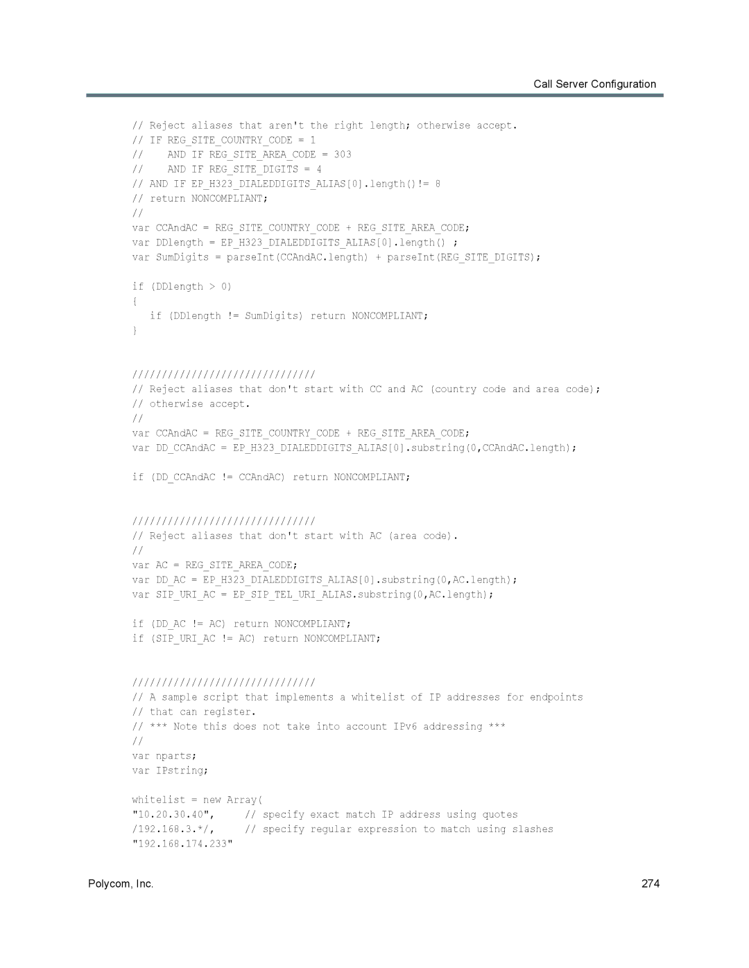 Polycom 7000 manual Reject aliases that arent the right length otherwise accept 