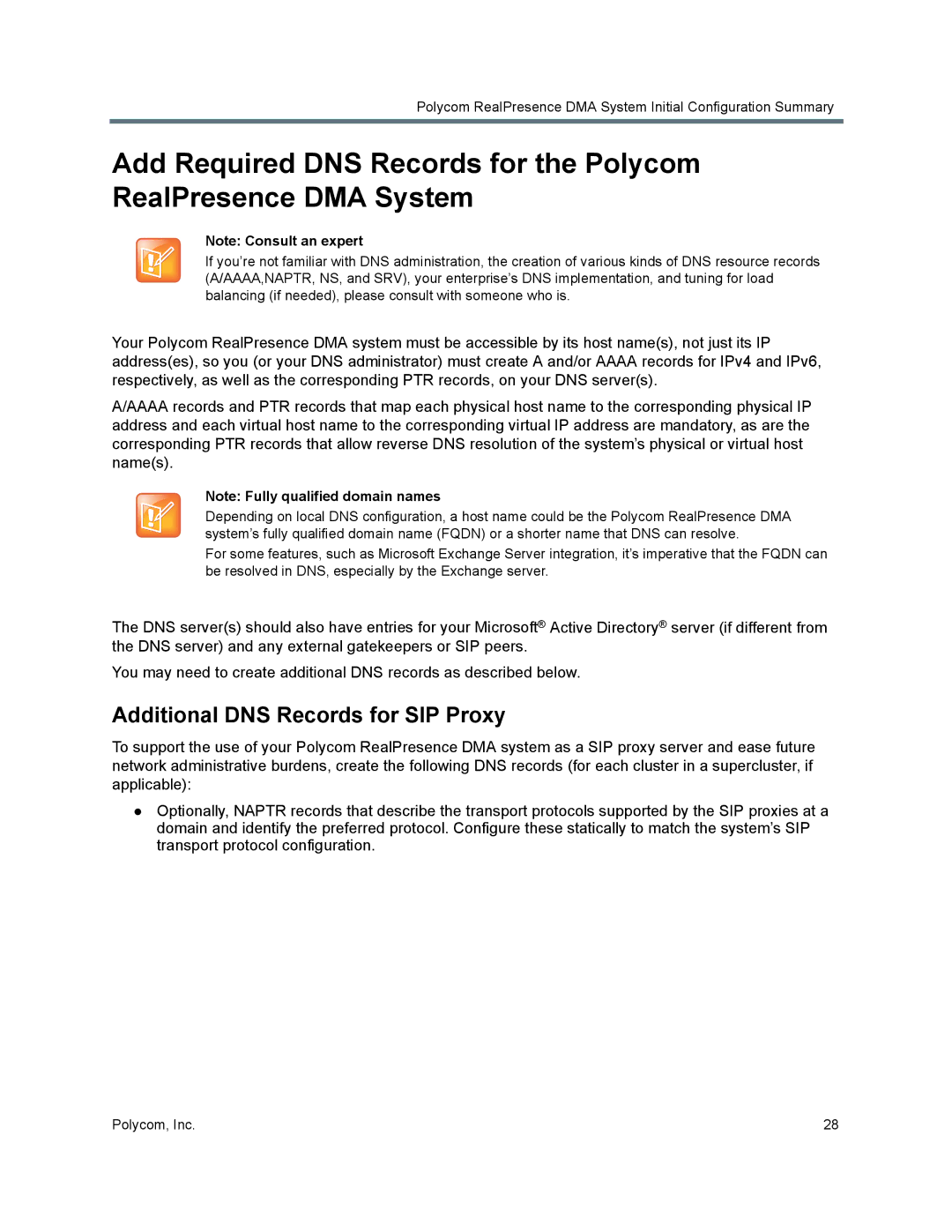 Polycom 7000 manual Additional DNS Records for SIP Proxy 