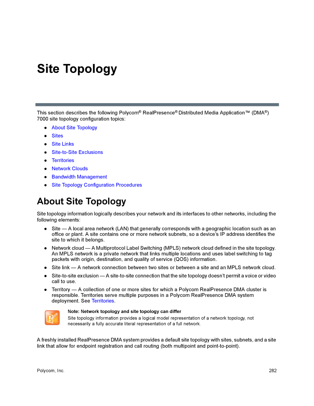 Polycom 7000 manual About Site Topology 