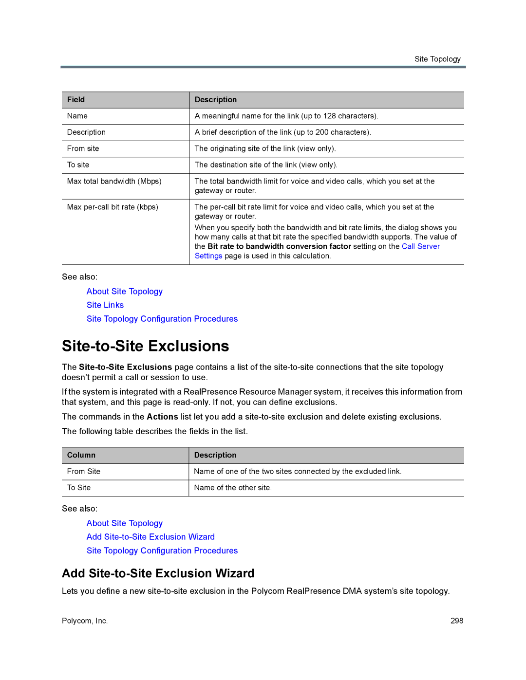 Polycom 7000 manual Site-to-Site Exclusions, Add Site-to-Site Exclusion Wizard 