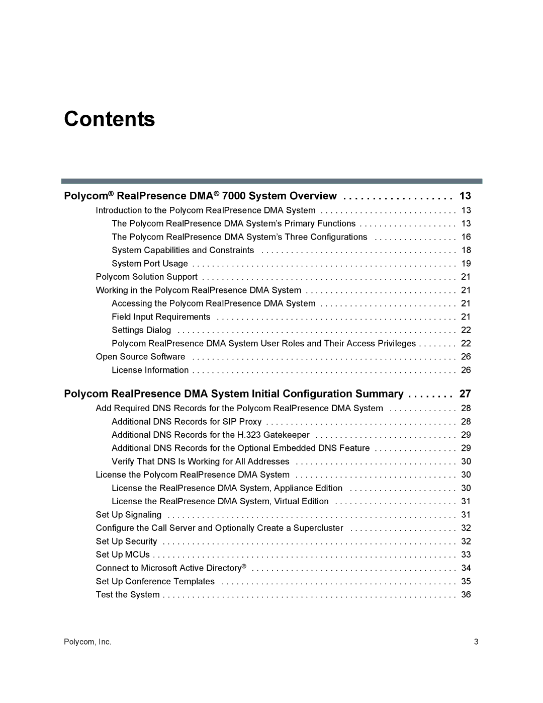 Polycom 7000 manual Contents 