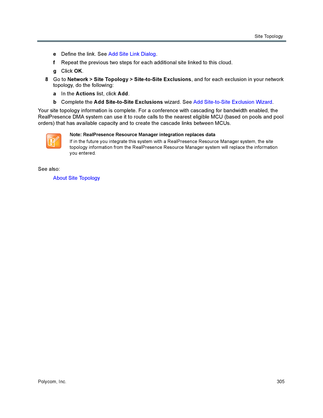 Polycom 7000 manual About Site Topology 